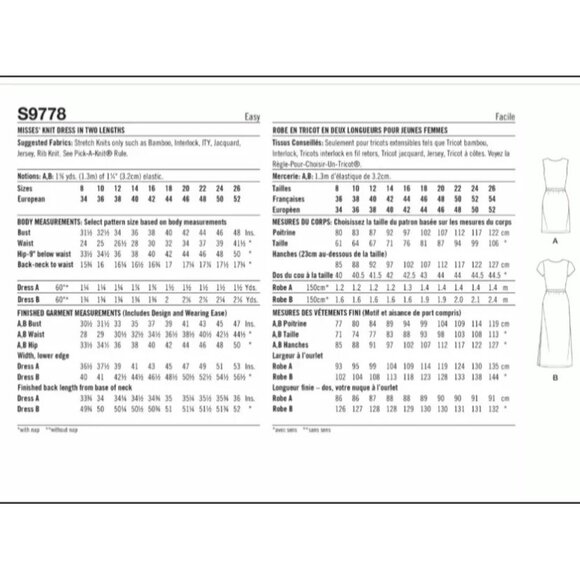 Simplicity 9778 Pattern Dress Twist Front Knit Cutout Mini Midi Sizes 8-16 New - Picture 2 of 5
